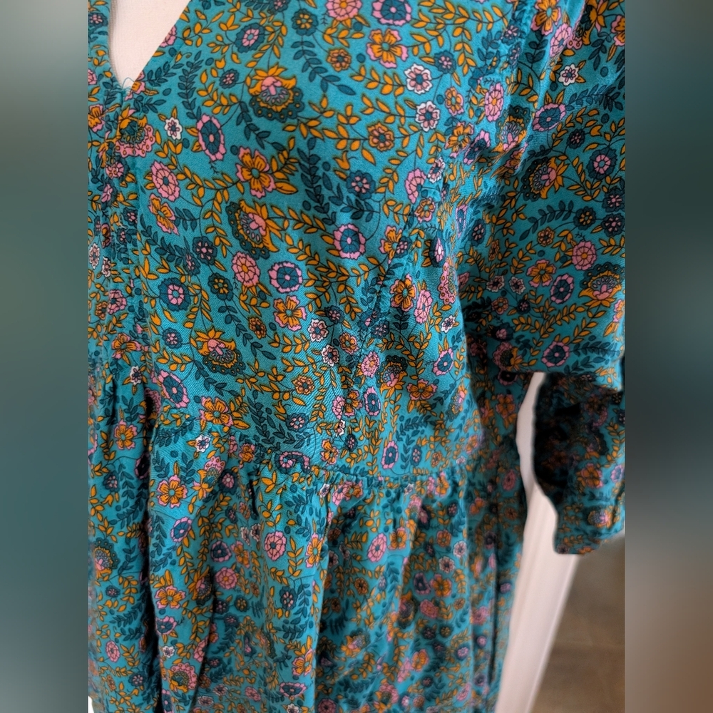 NATURAL LIFE Blue and Orange Floral Midi Dress - Picture 4 of 8